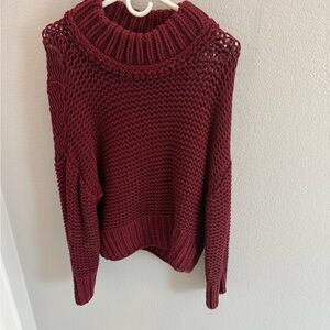Free People Deep Red Cowl Neck Sweater